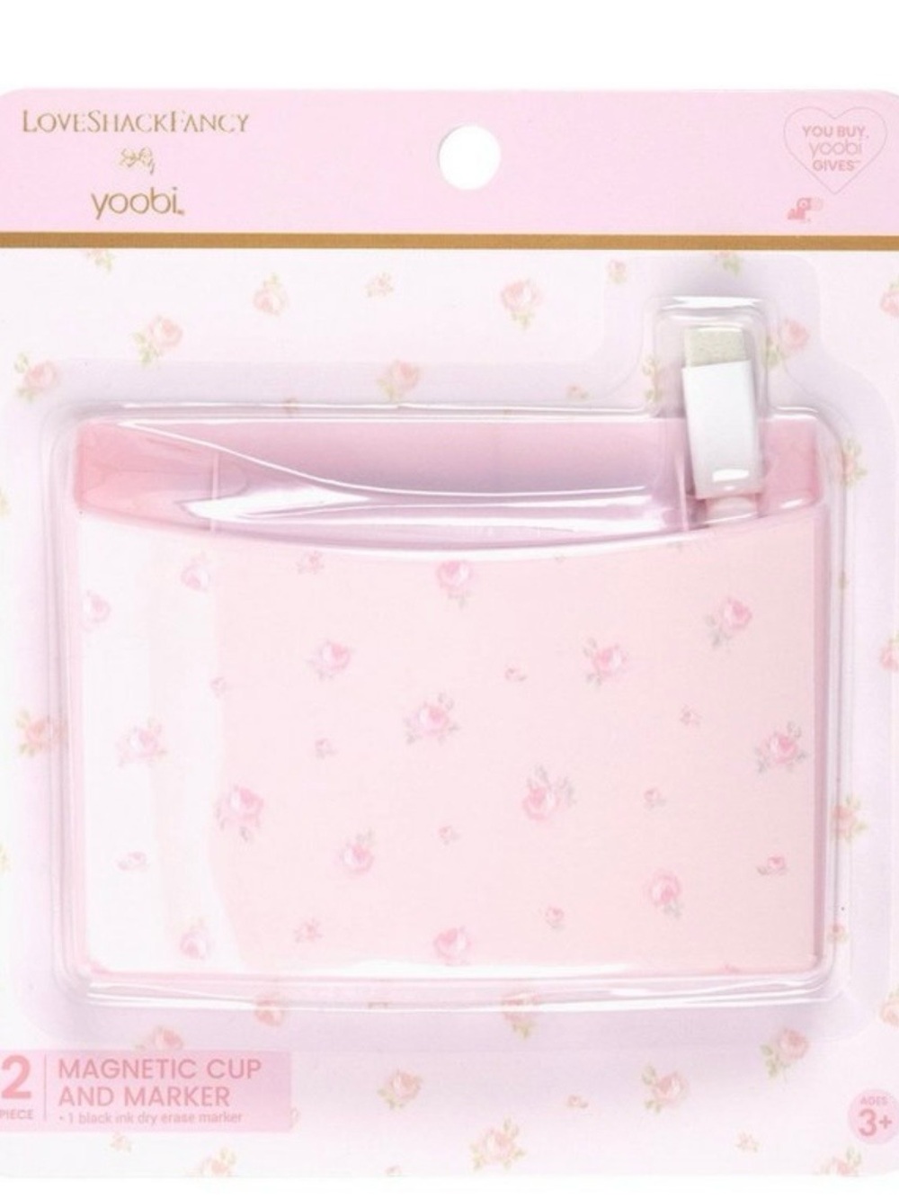 LoveShackFancy x Yoobi Pink Floral Magnetic Cup + Marker New